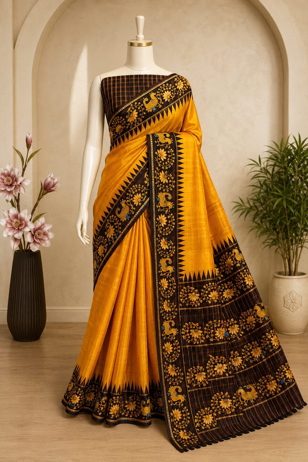 Magenta Digital Print Dola Silk Cotton Saree